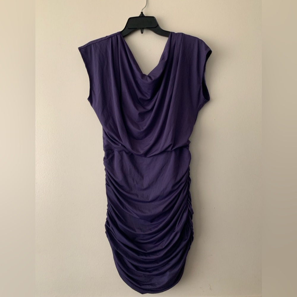 Jessica Simpson Purple Ruched Bodycon Mini Dress Cowl Neck